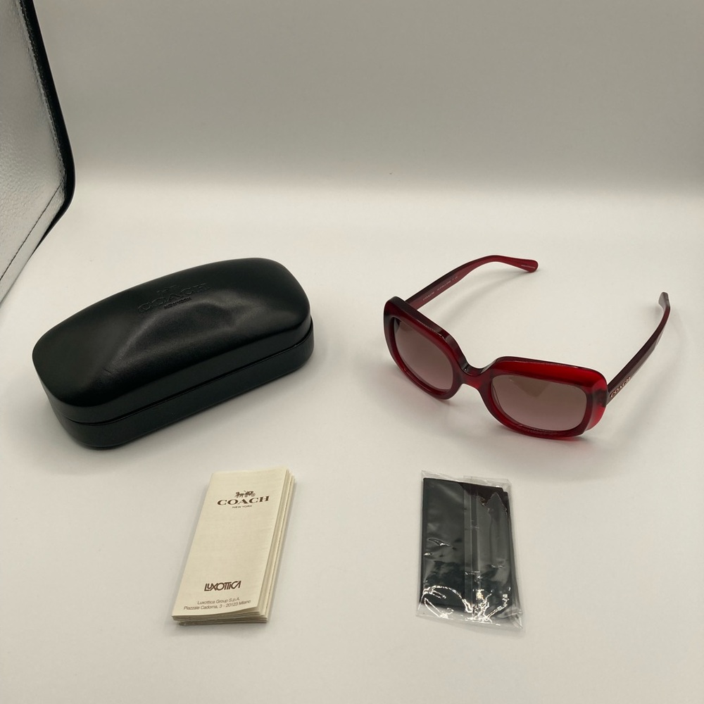 Coach Red Geometric Sunglasses with Oversized Lenses